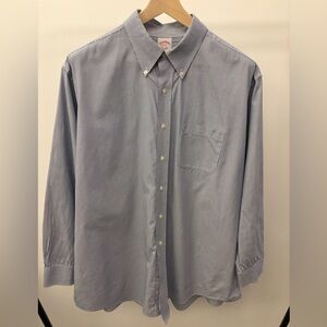 Brooks Brothers Classic Button Down Dress Shirt Cotton Blue/White Stripe 18/34